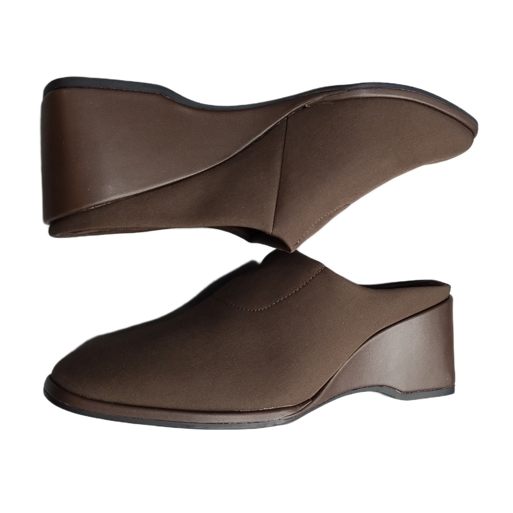 Aerosoles Aki Java Stretch Wedge Mules Womens Size 9.5M Brown Comfort Slip On